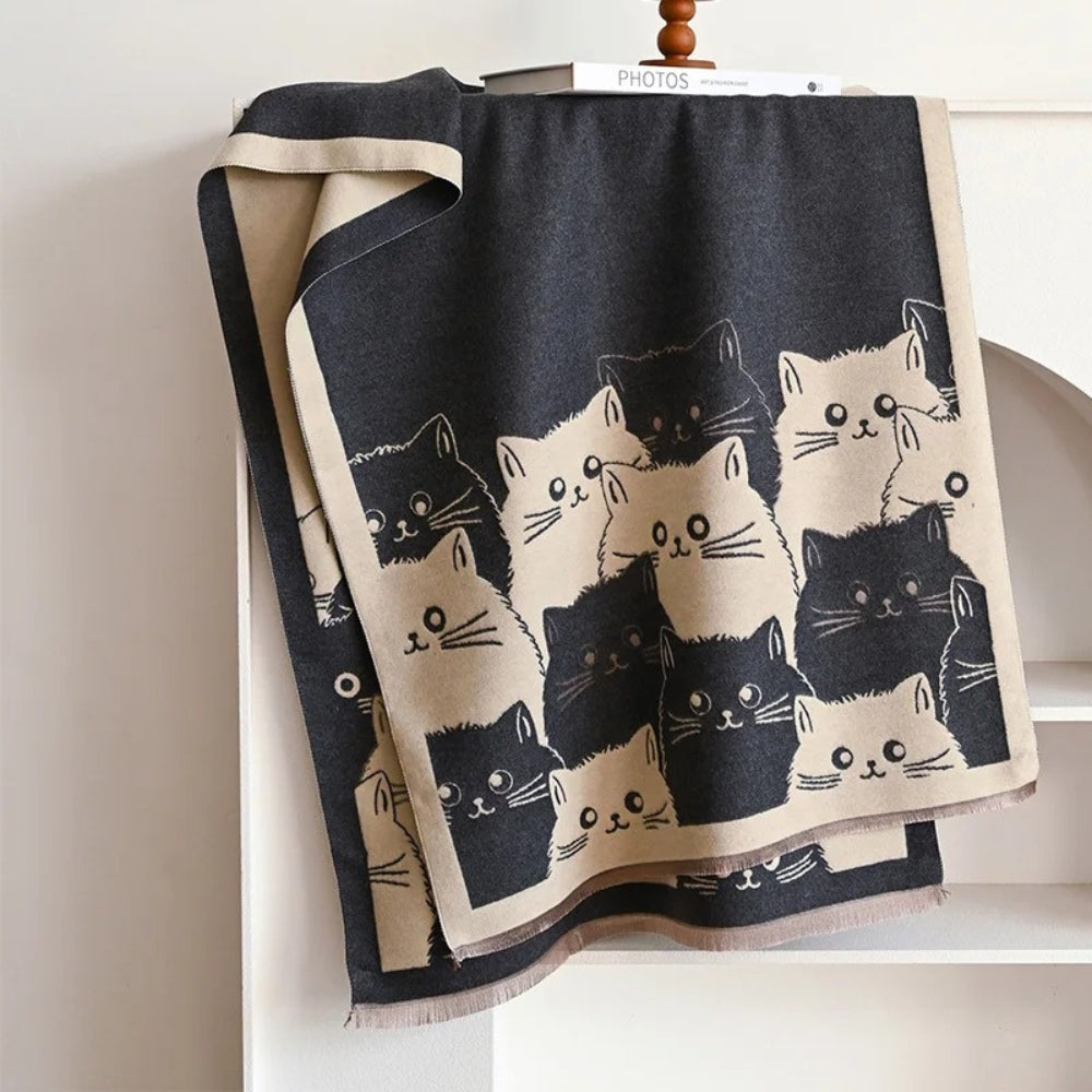 Soft Cat Print Warm Winter Scarf