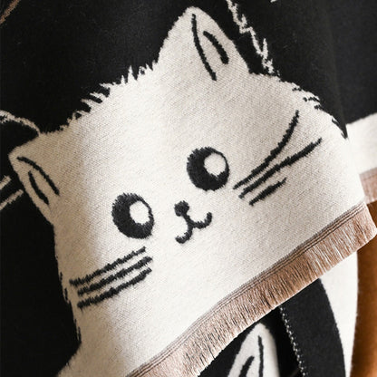 Soft Cat Print Warm Winter Scarf