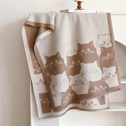 Adorable Kitty Patterned Winter Scarf