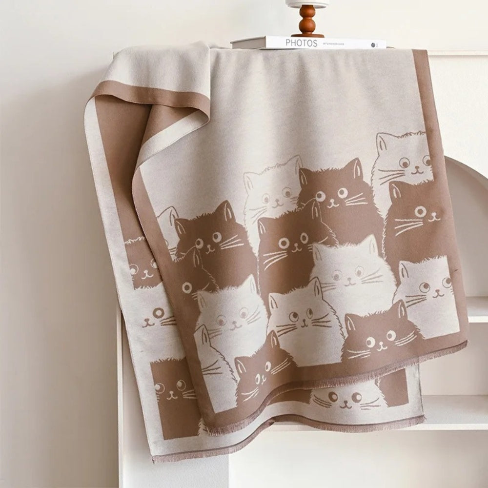 Soft Cat Print Warm Winter Scarf