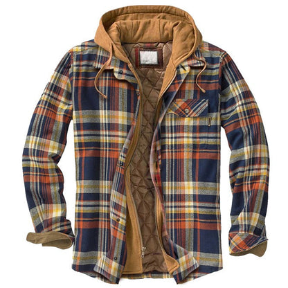 Classic Plaid Zip Up Hooded Jacket