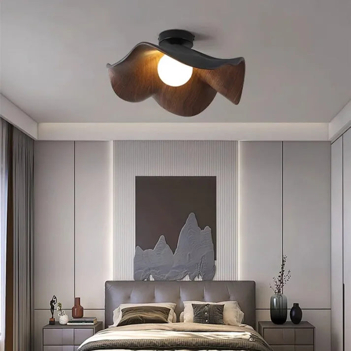 Rustic Wood and Resin Floral Ceiling Light