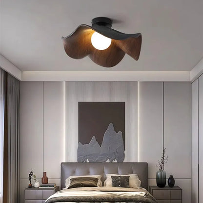 Rustic Wood and Resin Floral Ceiling Light