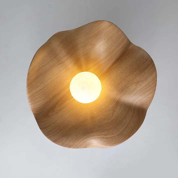Rustic Wood and Resin Floral Ceiling Light