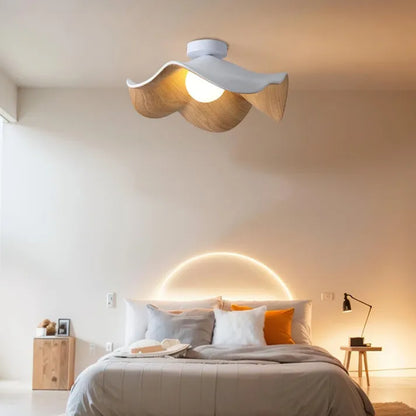 Rustic Wood and Resin Floral Ceiling Light