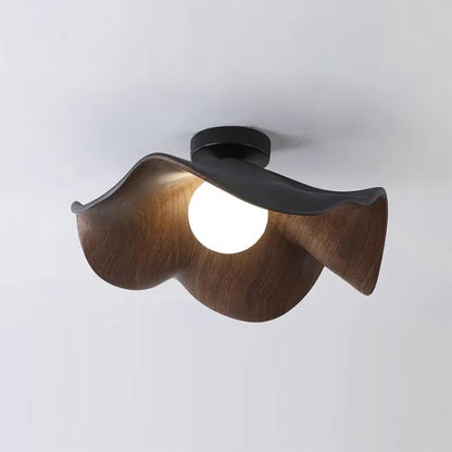 Rustic Wood and Resin Floral Ceiling Light