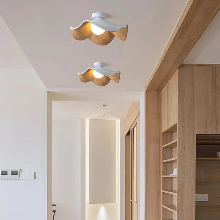 Rustic Wood and Resin Floral Ceiling Light