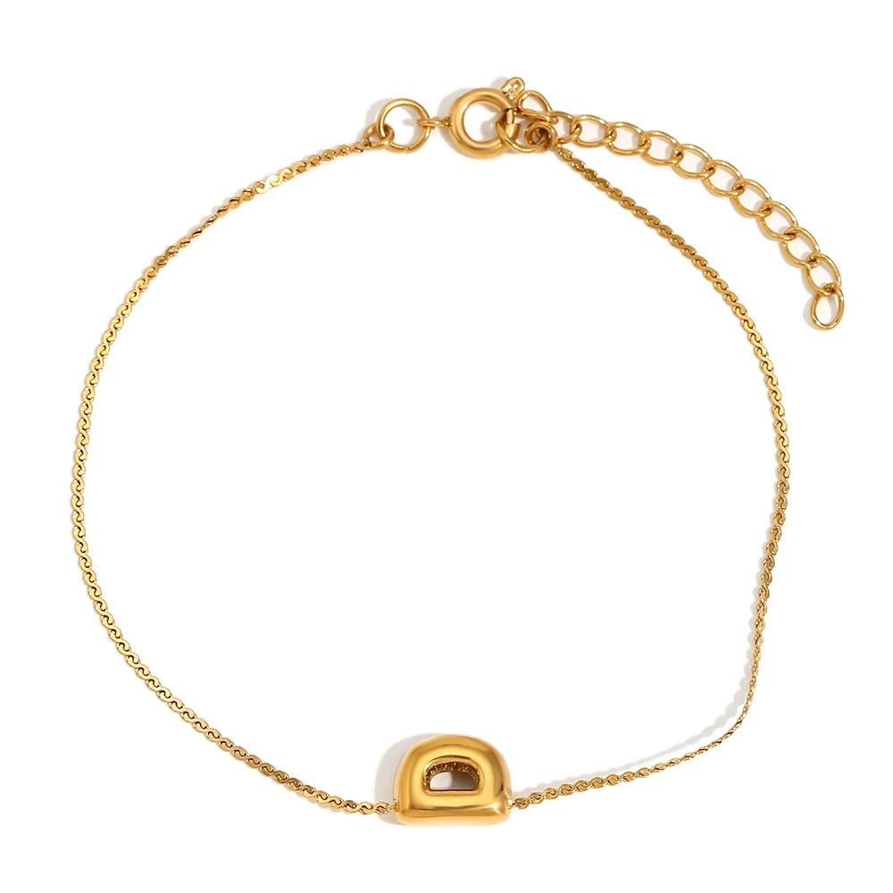 Dainty Personalized Letter Charm Bangle
