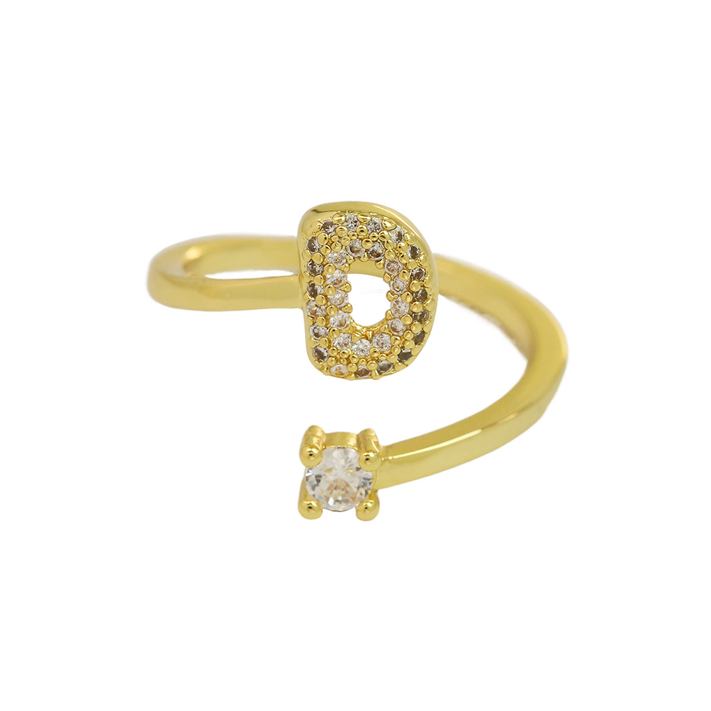 Elegant Glitter Initial Diamond Ring