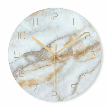 Luxury Marble Wall Clock with Golden Accents