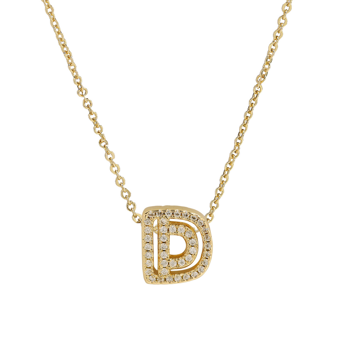 Shining Monogram Diamond Pendant Necklace