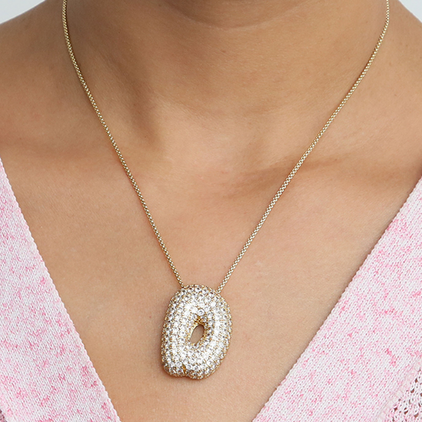 Big Letter Sparkle Initial Necklaces