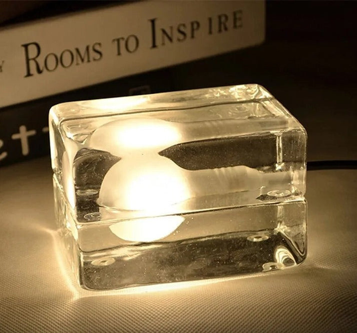 Sleek Clear Glass Table Lamp with Bright LED Light - Luxicro