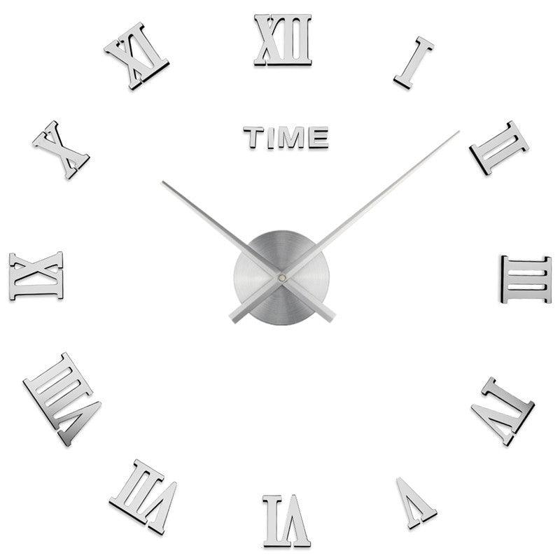 Big Personalized 3D Wall Clock Contemporary Silent Quartz Style