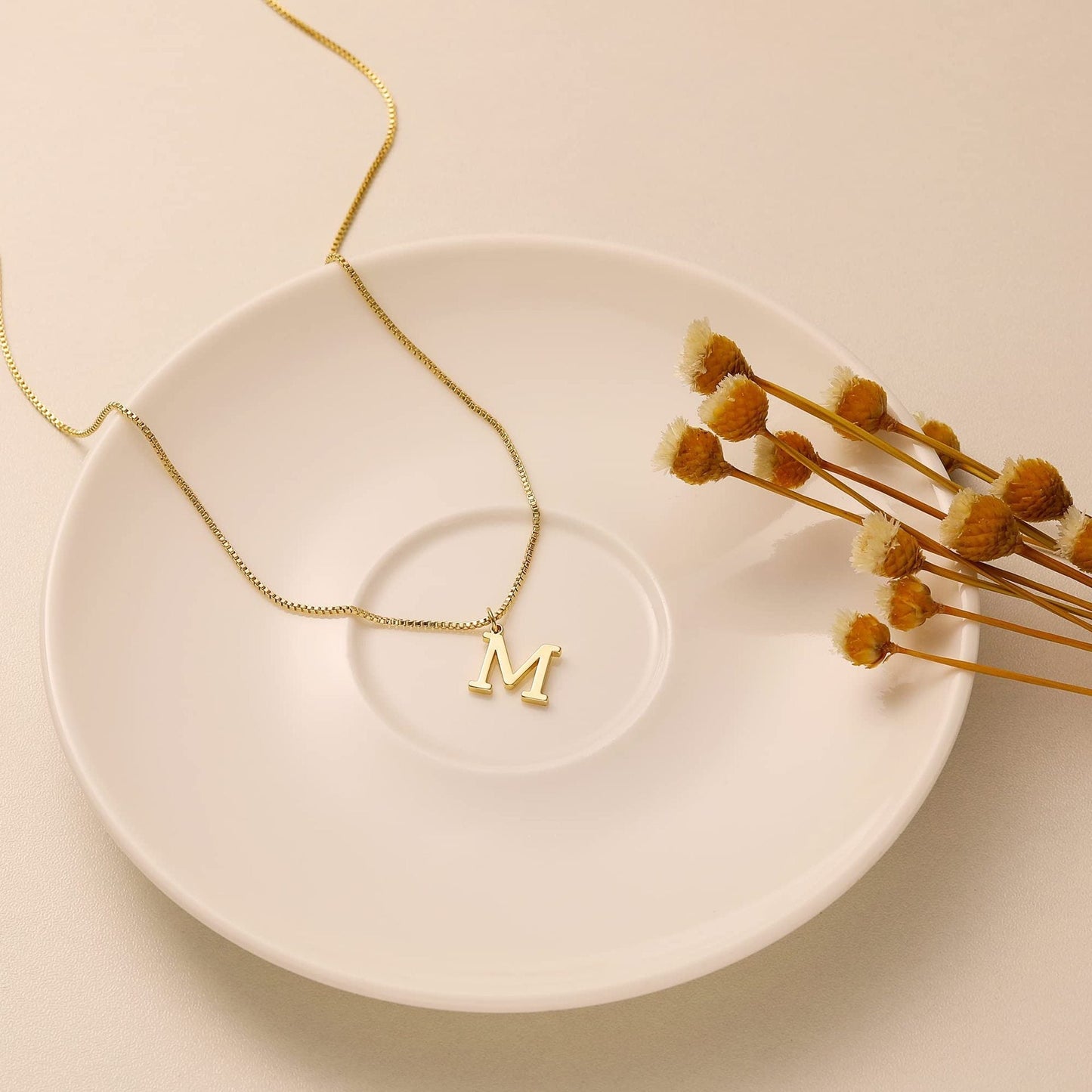 Classic 14k Gold Monogram Pendant Necklace
