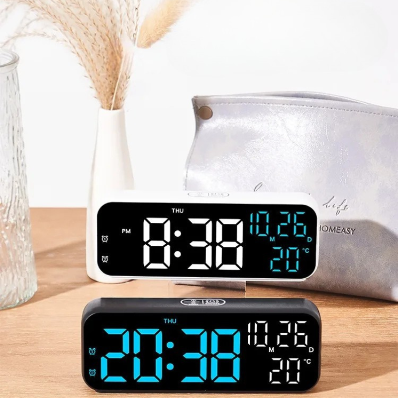 Digital LED Wall Clock with Date and Temperature - Luxicro