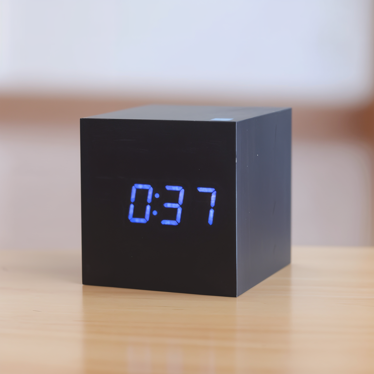 Compact Wooden Digital Alarm Clock with Clear Display
