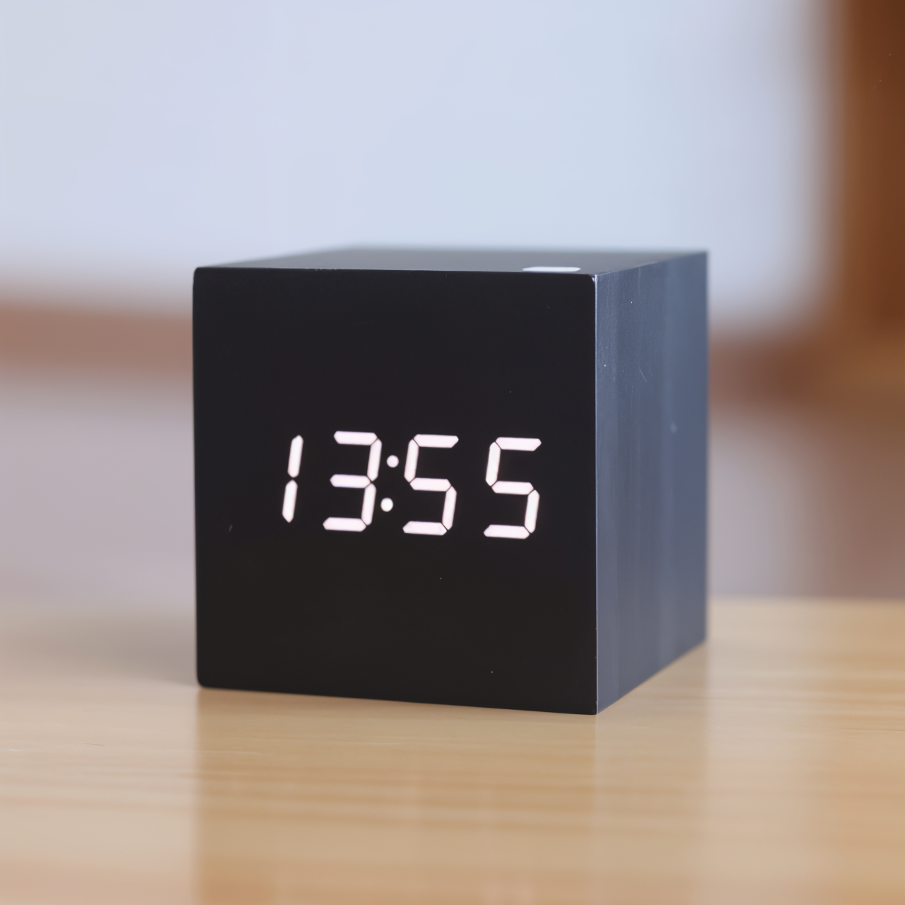 Compact Wooden Digital Alarm Clock with Clear Display