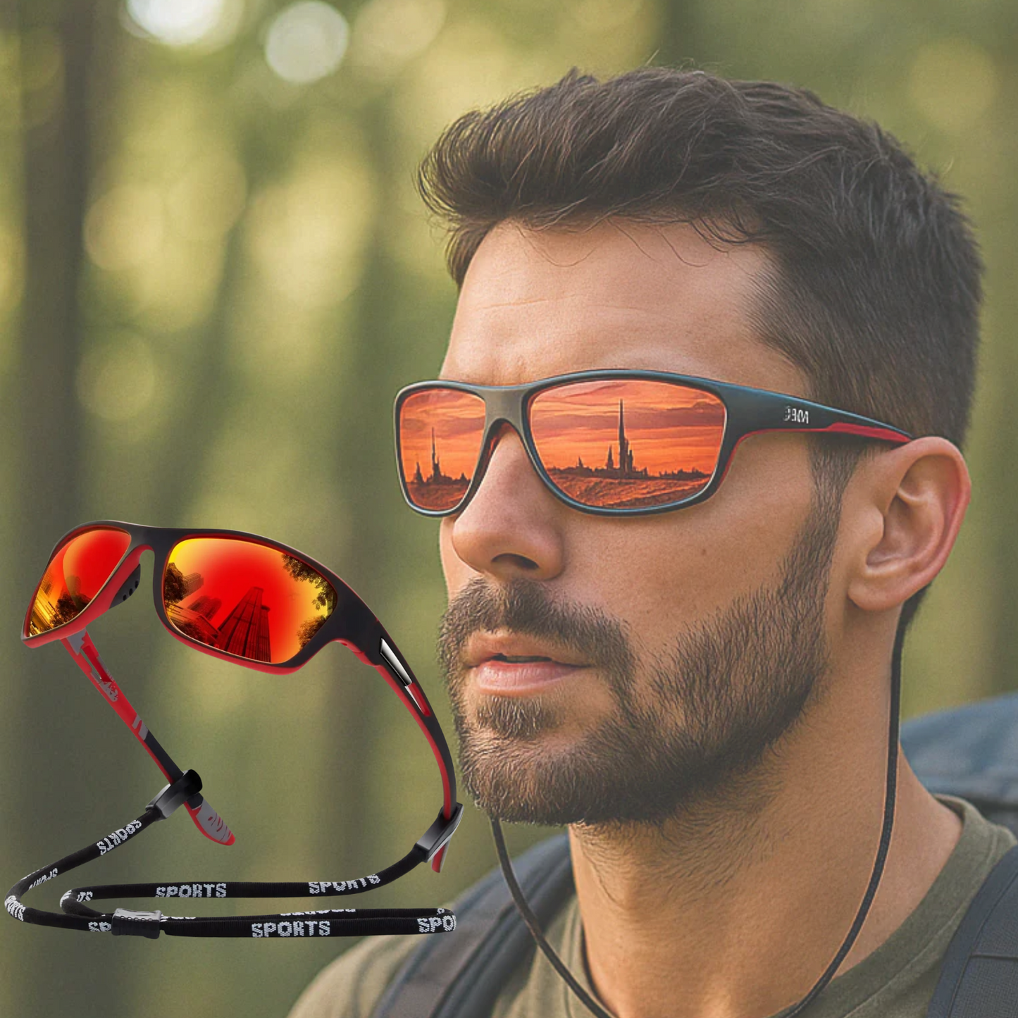 Men's Sport Wraparound Sunglasses with UV Protection - Luxicro