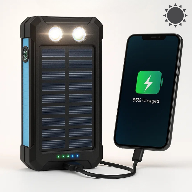 Large Solar Powered Charger Waterproof Dual USB Portable - Luxicro