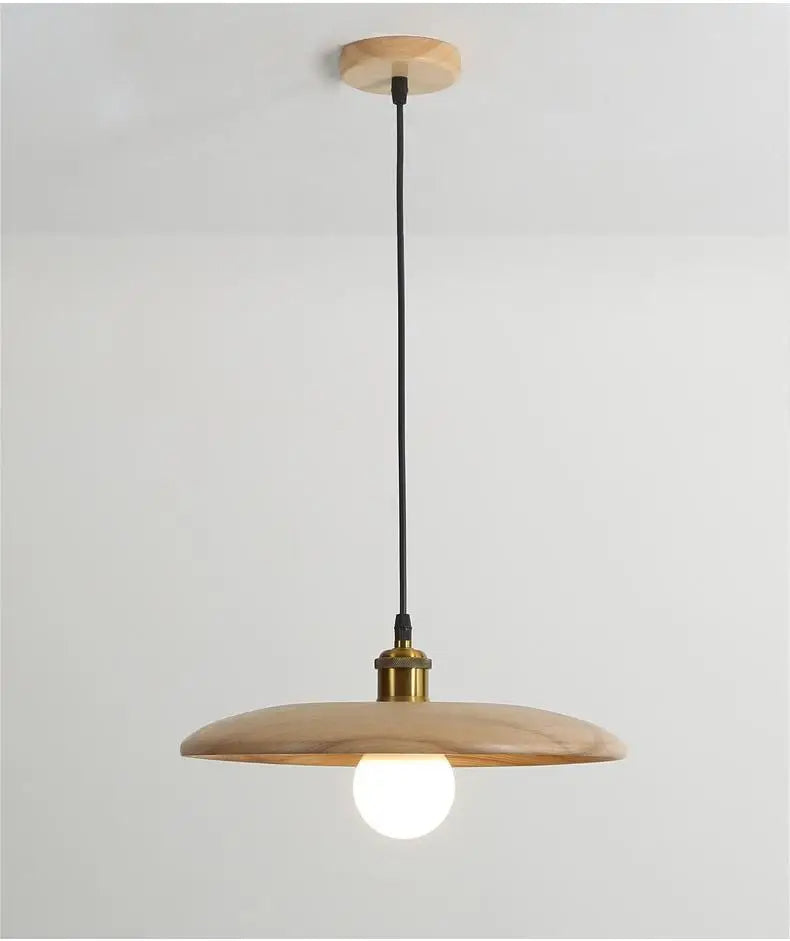 Stylish Wood Pendant Light with Glass Cover