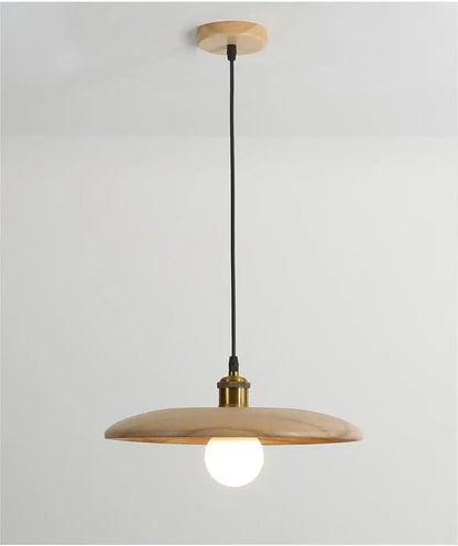Stylish Wood Pendant Light with Glass Cover