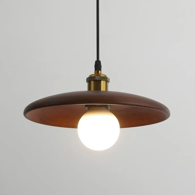 Stylish Wood Pendant Light with Glass Cover