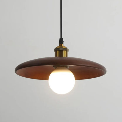 Stylish Wood Pendant Light with Glass Cover