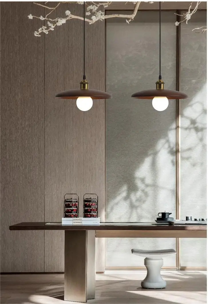 Stylish Wood Pendant Light with Glass Cover