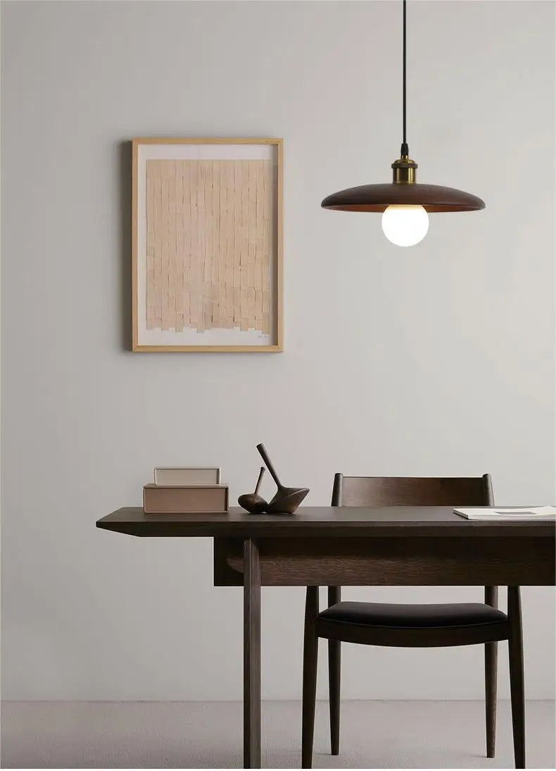 Stylish Wood Pendant Light with Glass Cover