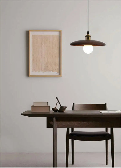 Stylish Wood Pendant Light with Glass Cover