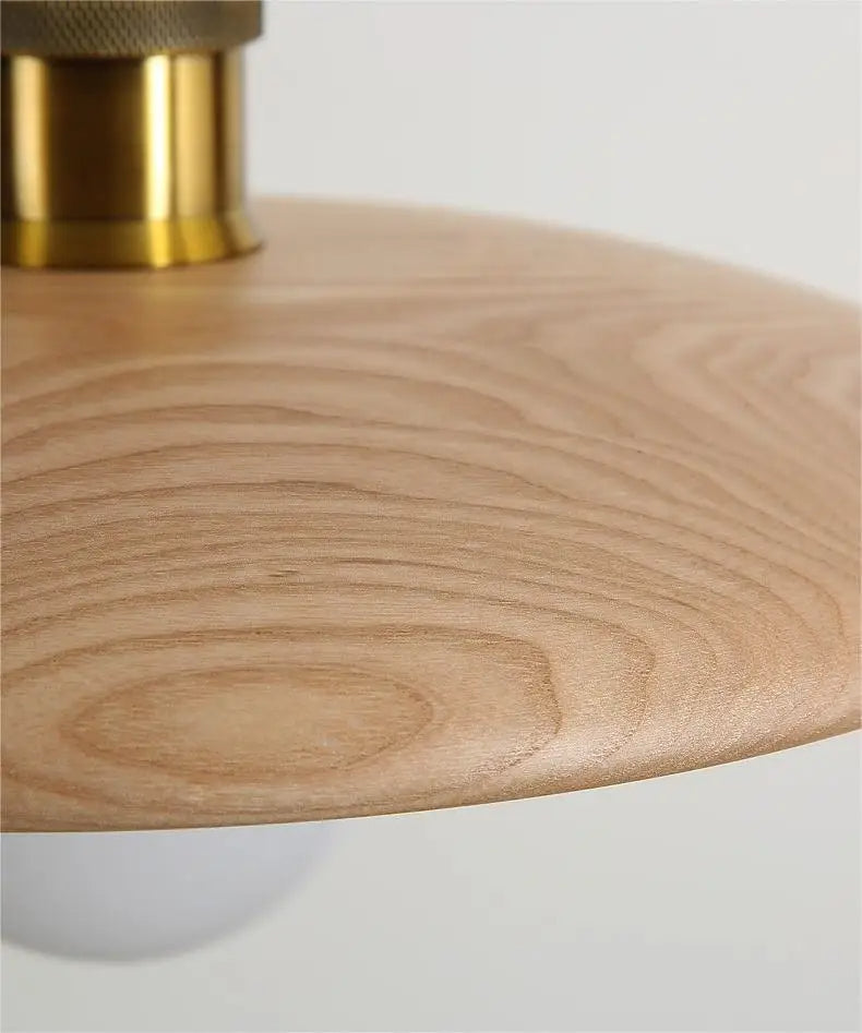 Stylish Wood Pendant Light with Glass Cover