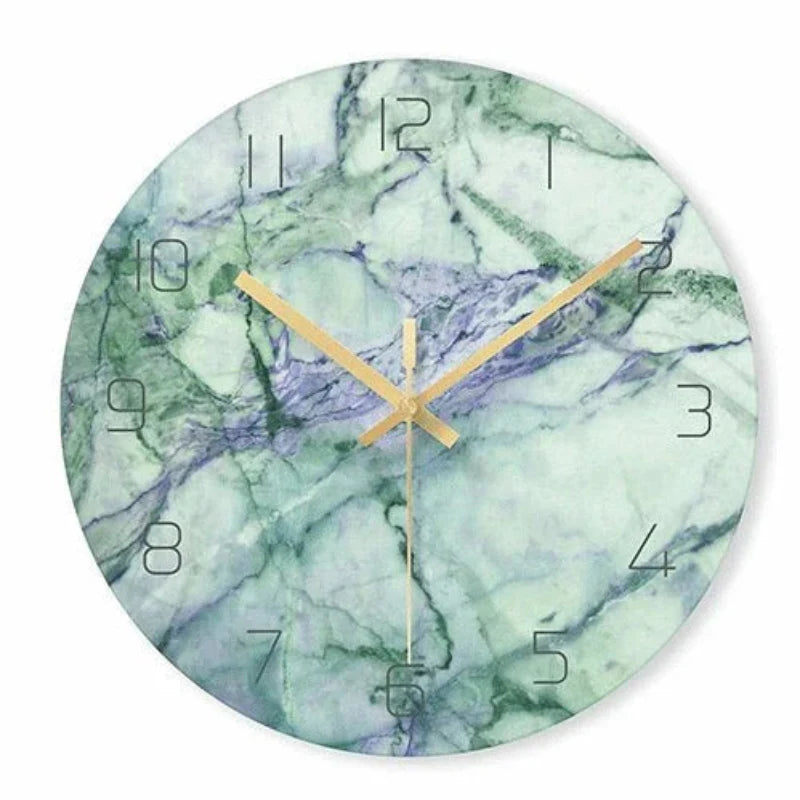 Luxury Marble Wall Clock with Golden Accents