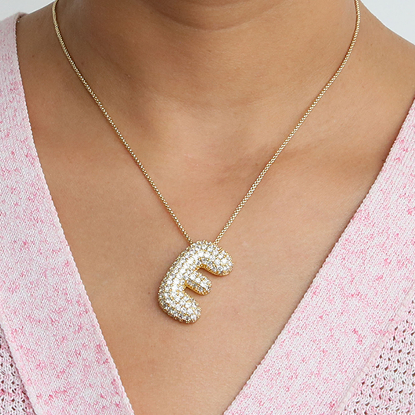 Big Letter Sparkle Initial Necklaces