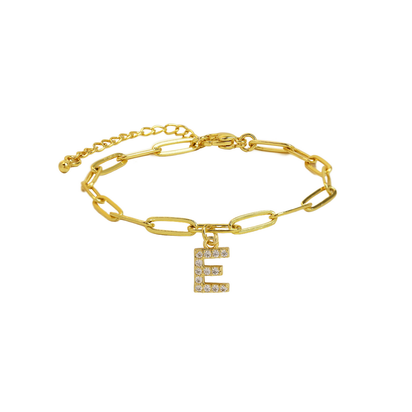 Dainty Monogram Paperclip Charm Bangle