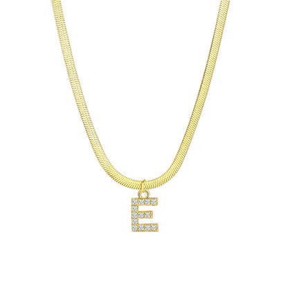 Dainty Letter Diamond Bar Chain Necklace