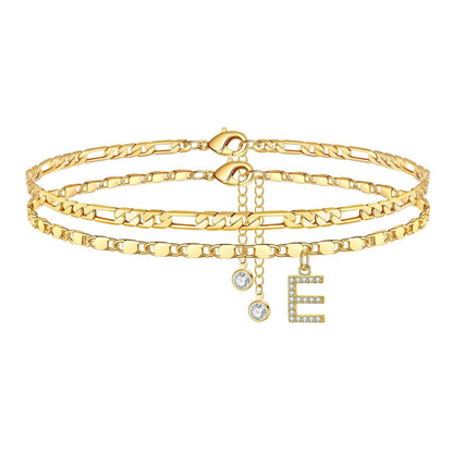 Custom Gold Monogram Anklet Necklace Set