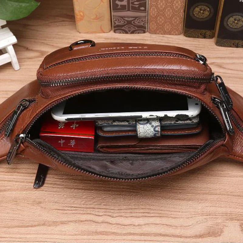 Genuine Leather Mens Hip Belt Bag