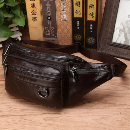 Genuine Leather Mens Hip Belt Bag