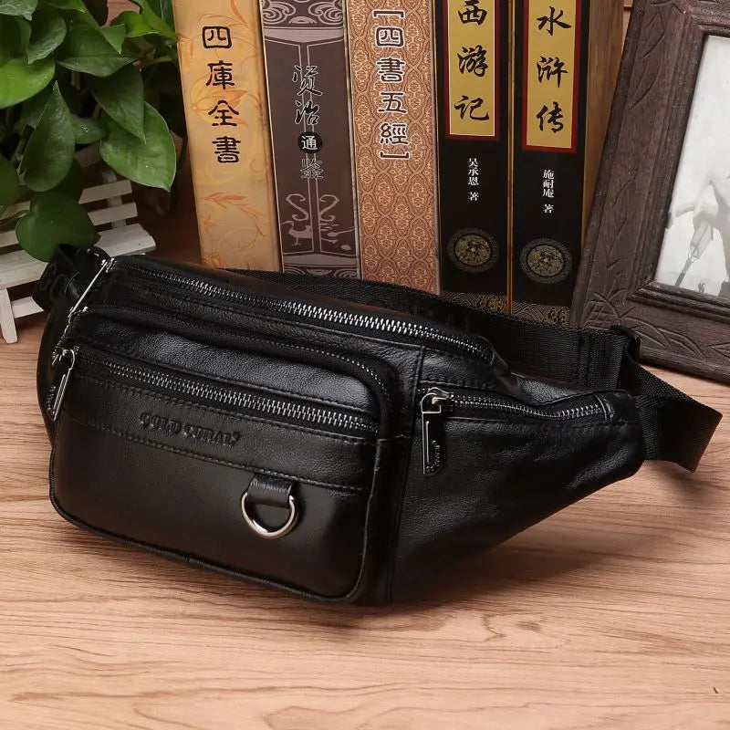 Genuine Leather Mens Hip Belt Bag