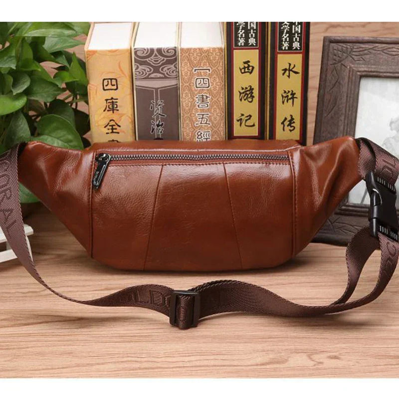 Genuine Leather Mens Hip Belt Bag