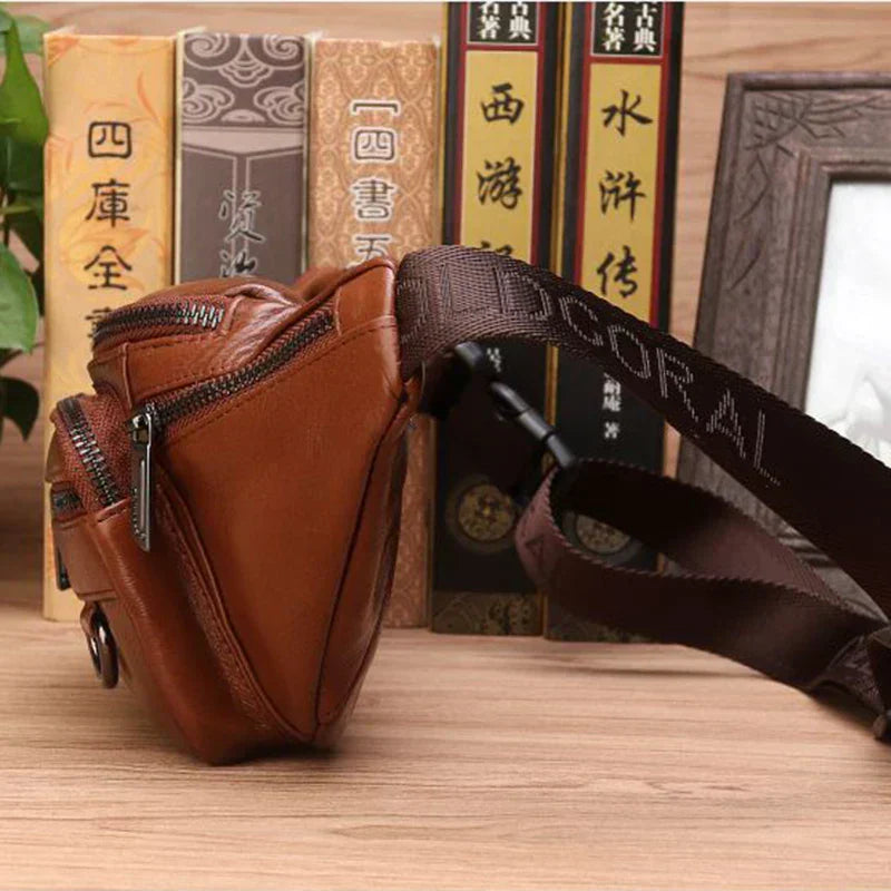 Genuine Leather Mens Hip Belt Bag