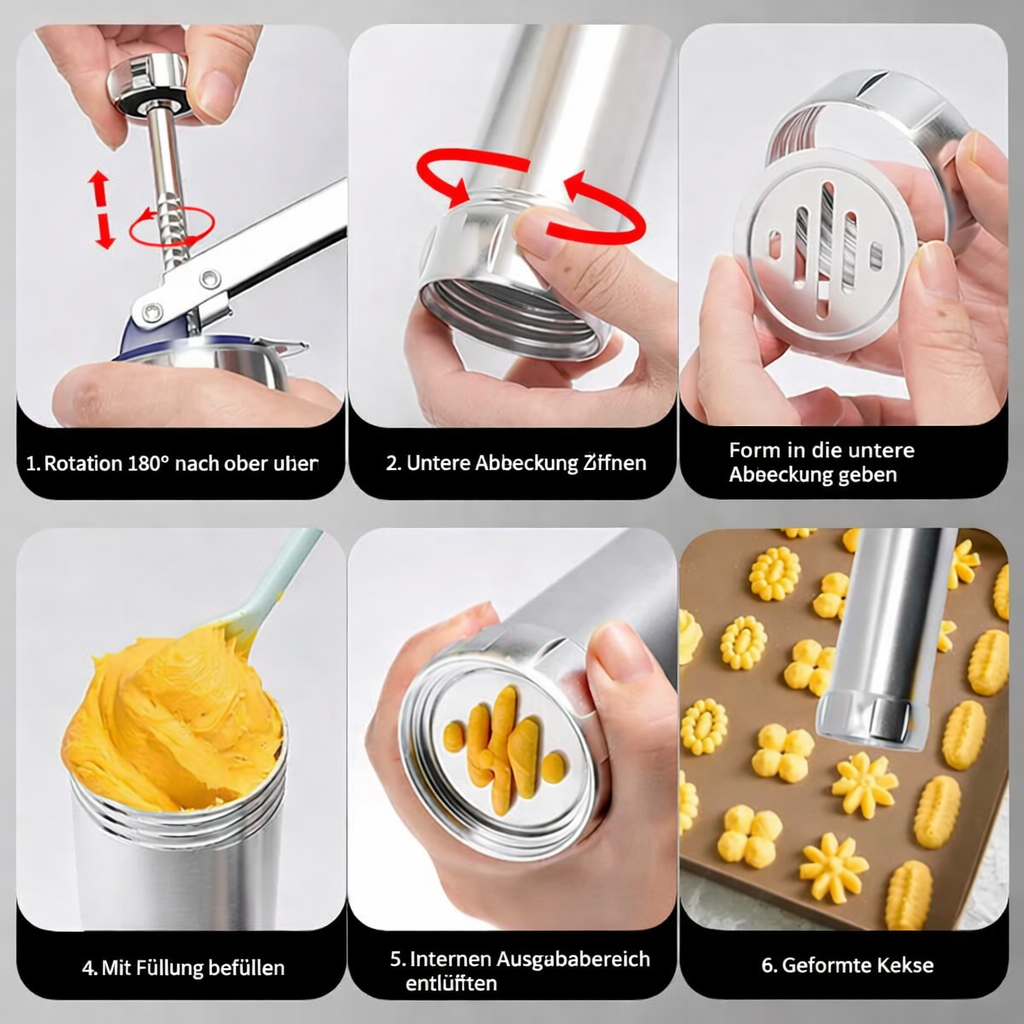 Deluxe Cookie Press with 20 Shapes and 4 Nozzles