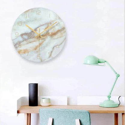 Luxury Marble Wall Clock with Golden Accents - Luxicro