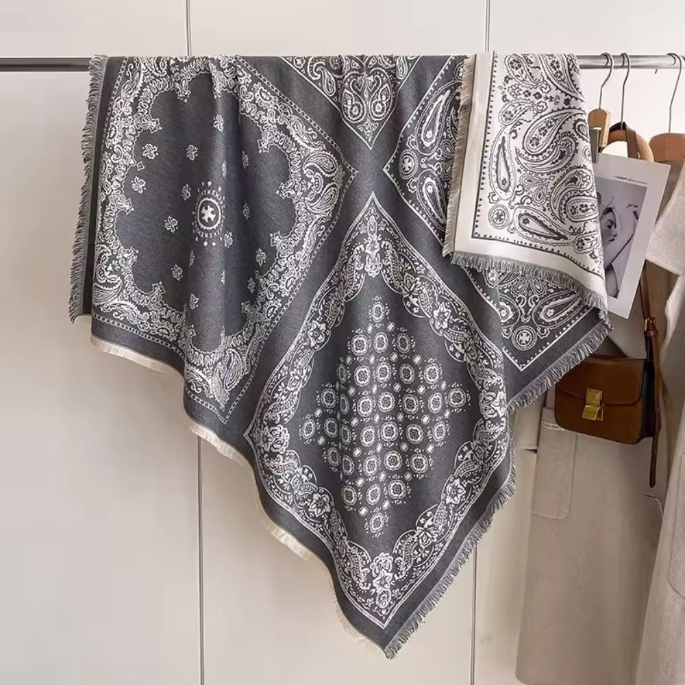 Beautiful Floral Woven Scarf Wrap