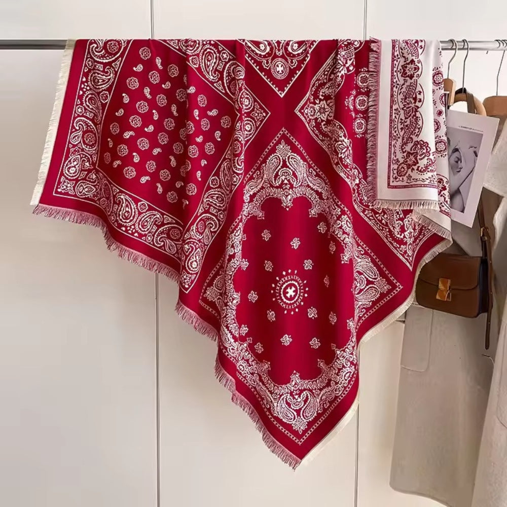 Beautiful Floral Woven Scarf Wrap