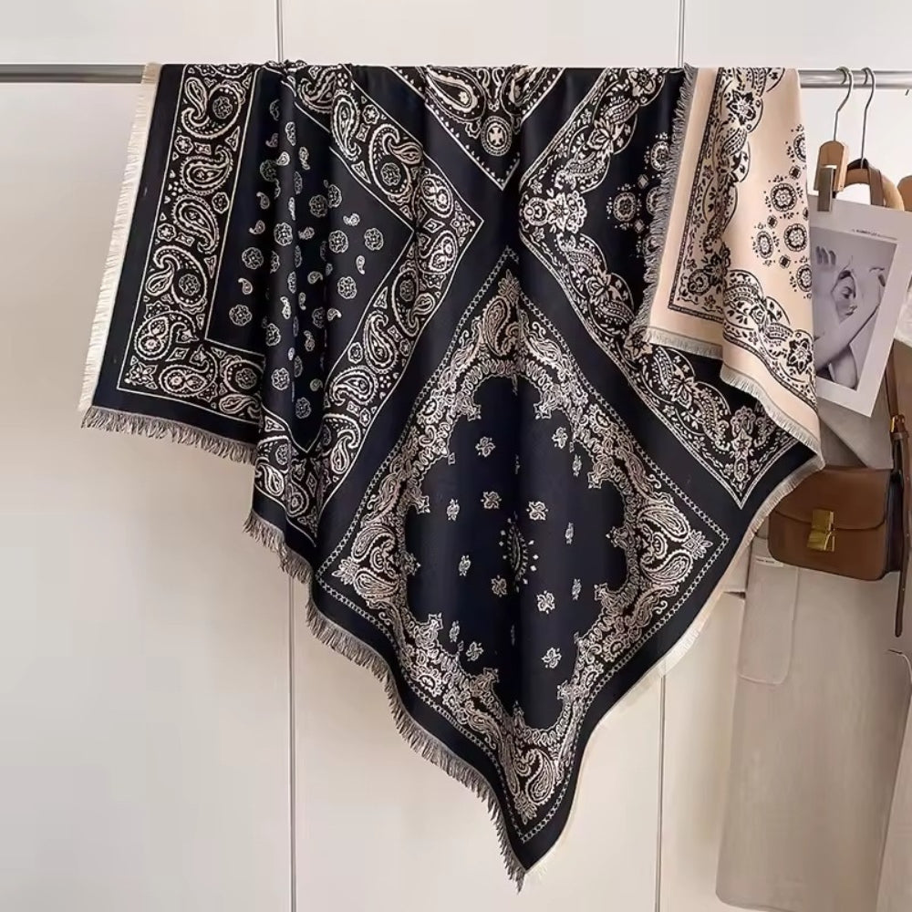 Beautiful Floral Woven Scarf Wrap