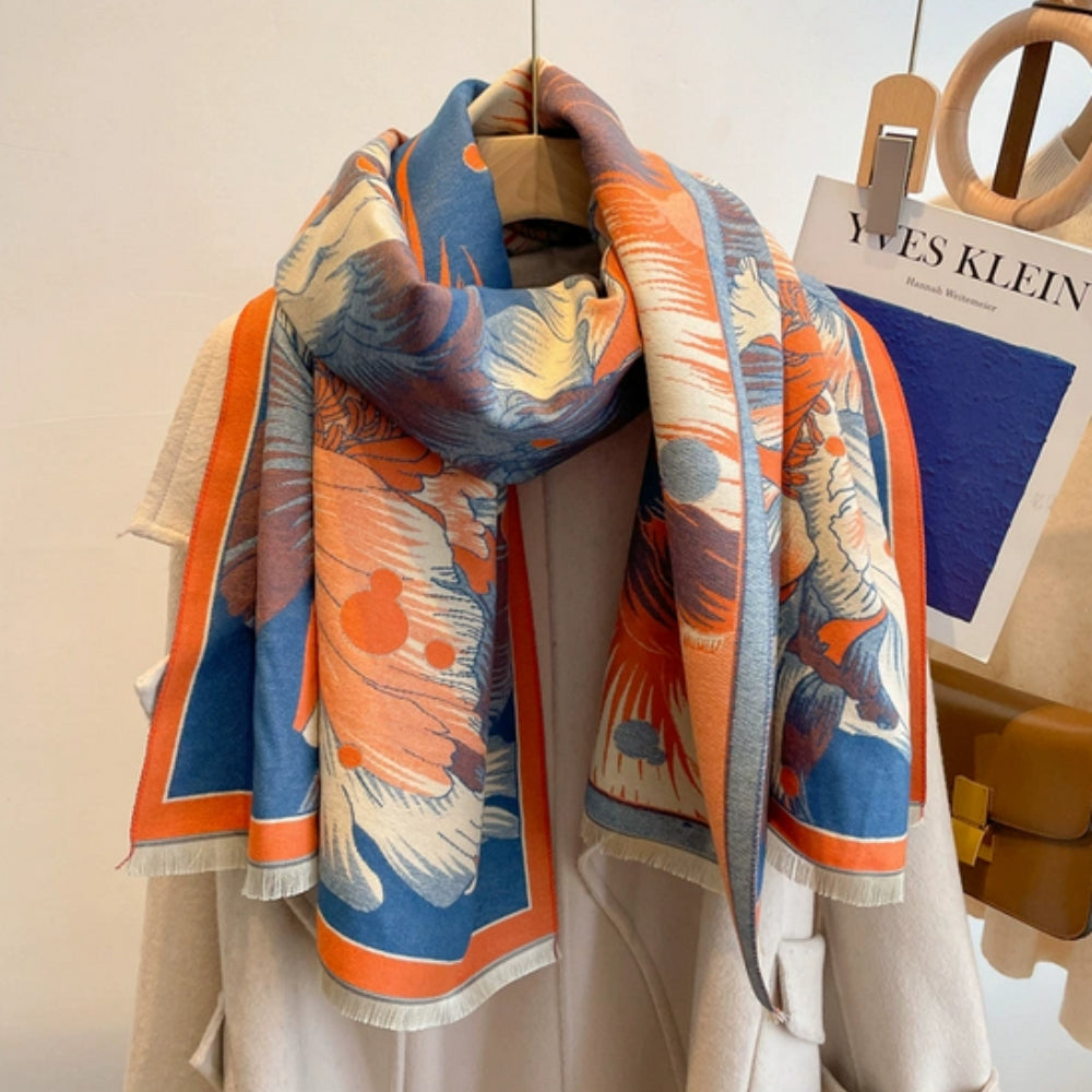 Beautiful Floral Pattern Silk Scarf - Luxicro