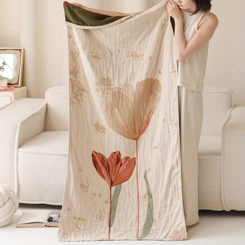 Colorful Garden Bath Towel Throw Blanket - Luxicro