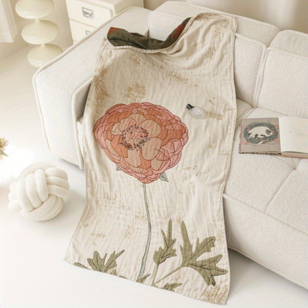 Colorful Garden Bath Towel Throw Blanket